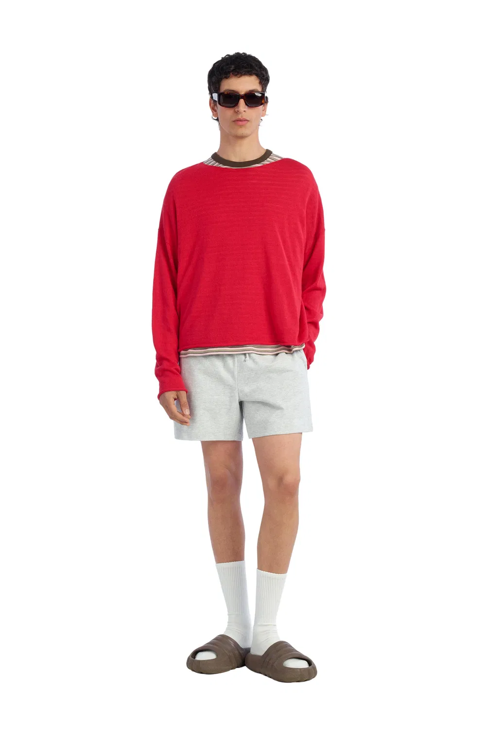 Укороченный свитер из льна и шерсти ZARA, Red