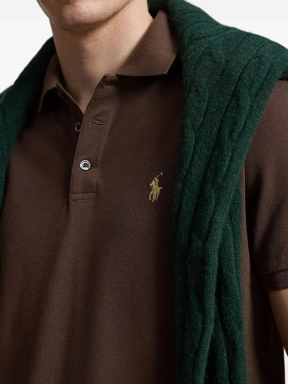 Рубашка-поло с вышитым логотипом POLO RALPH LAUREN, коричневый — фото 4