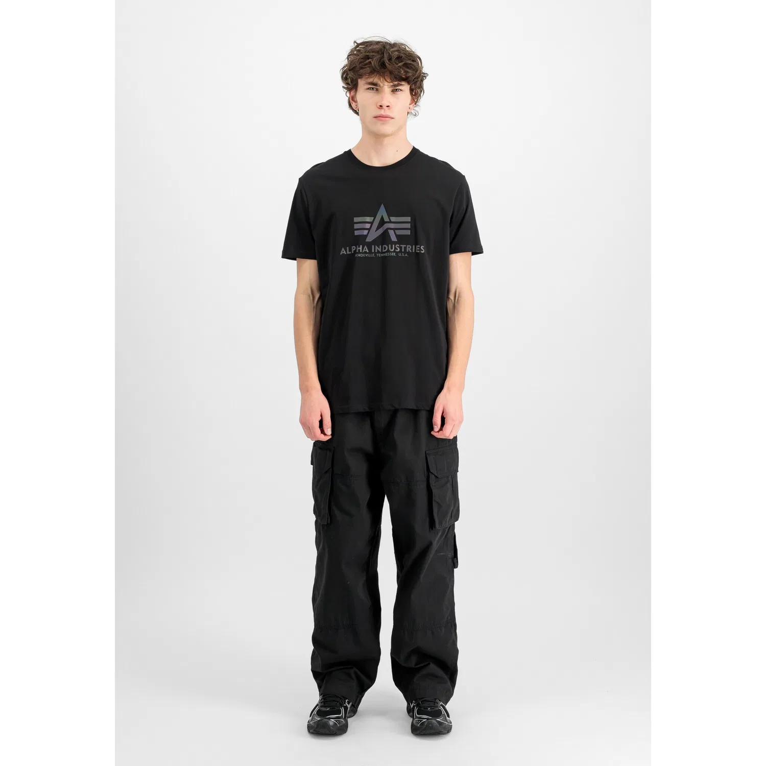 Детская футболка с принтом Rainbow Reflective Alpha Industries, Black — фото 3