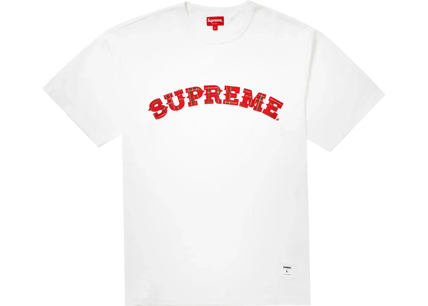 Мужская футболка с аппликацией Supreme Plaid S/S Top, White