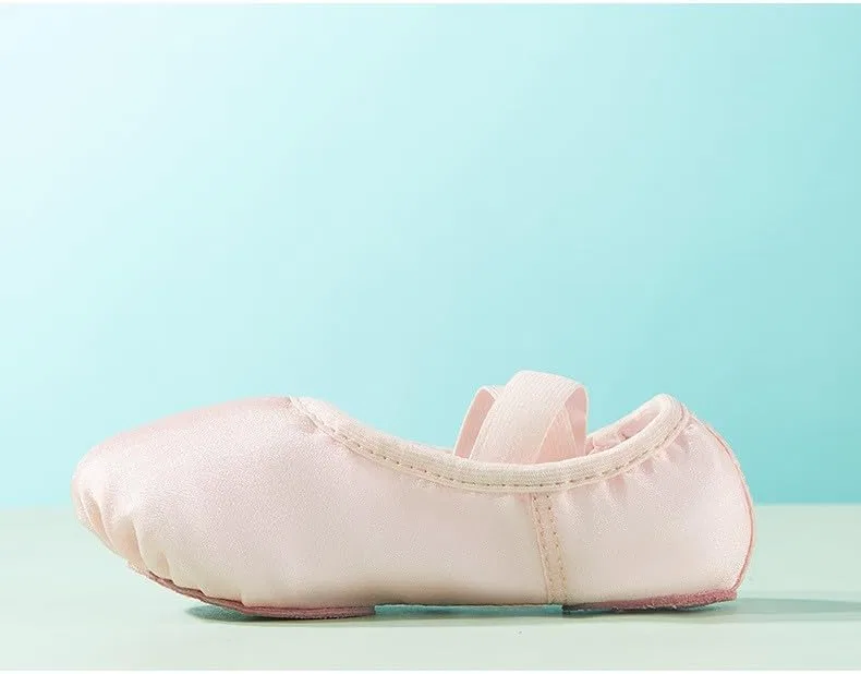 Детские балетки для девочек с блестками Glossy cloud satin inupon, Baby Pink — фото 3