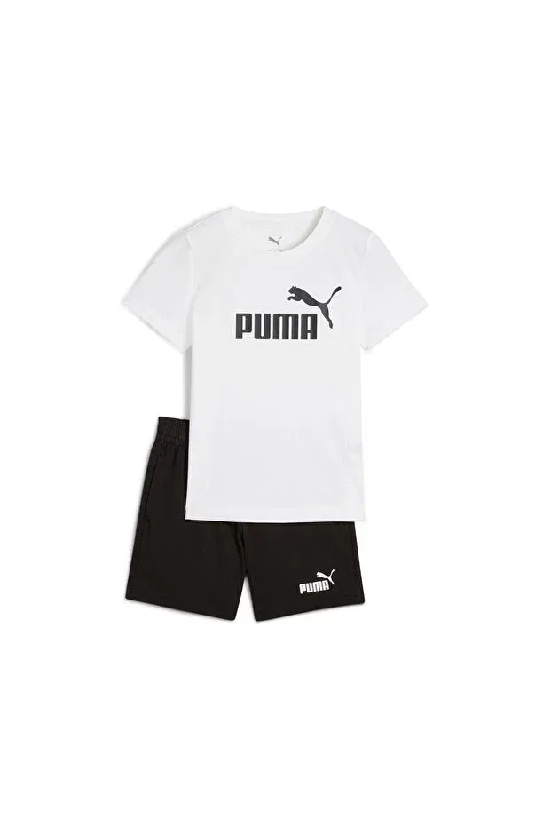 Детский комплект футболки и шорт с принтом Puma, White - Black