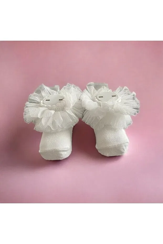 Детские носки для девочек с оборками Frilly Tutu Detail Batu Giyim, White — фото 2