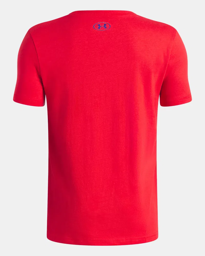 Футболка детская с коротким рукавом, быстро сохнущая, UA Sports Legend UnderArmour, Red/Royal — фото 2