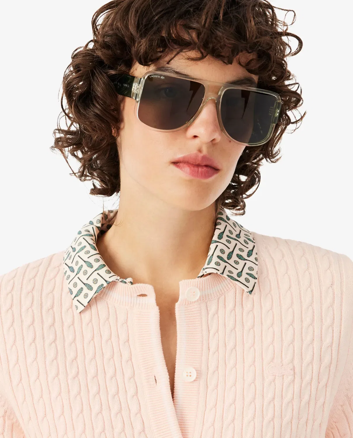 Женский кардиган Lacoste с узором «коса», Rosa — фото 3
