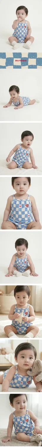 Детский боди Belita&Boys Baby Checkerboard Poly Seersucker без рукавов, светло-голубой — фото 2