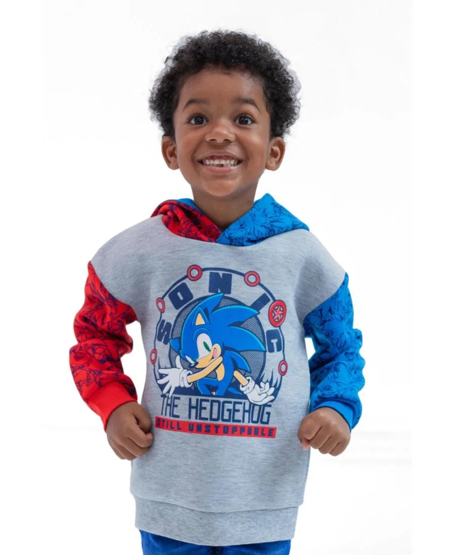 Детский худи из флиса с принтом Sonic The Hedgehog, Sonic Grey Red Blue — фото 3