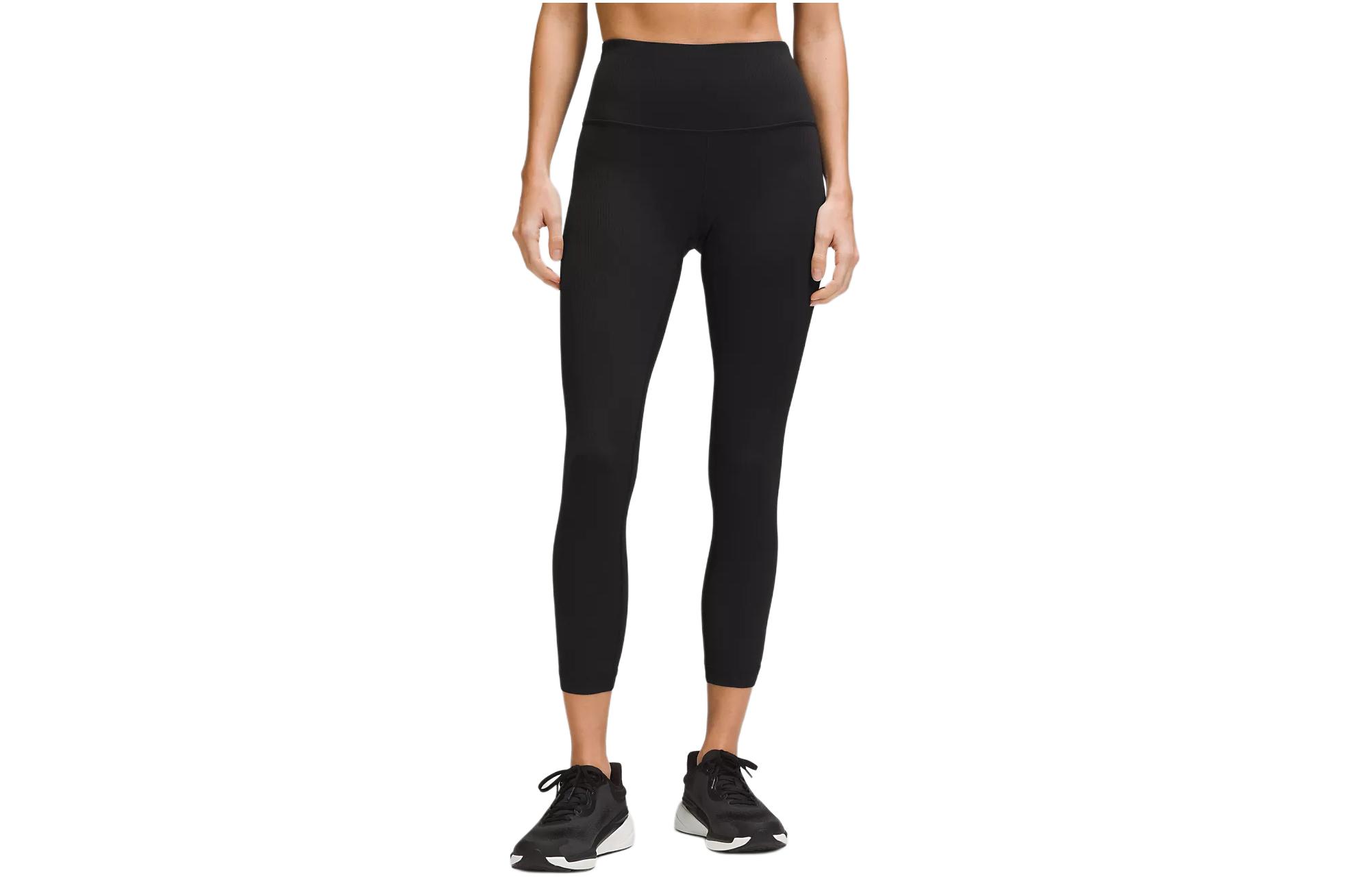 

Тренировочные высокие ребристые укороченные леггинсы с длиной 23 дюйма Lululemon, черный