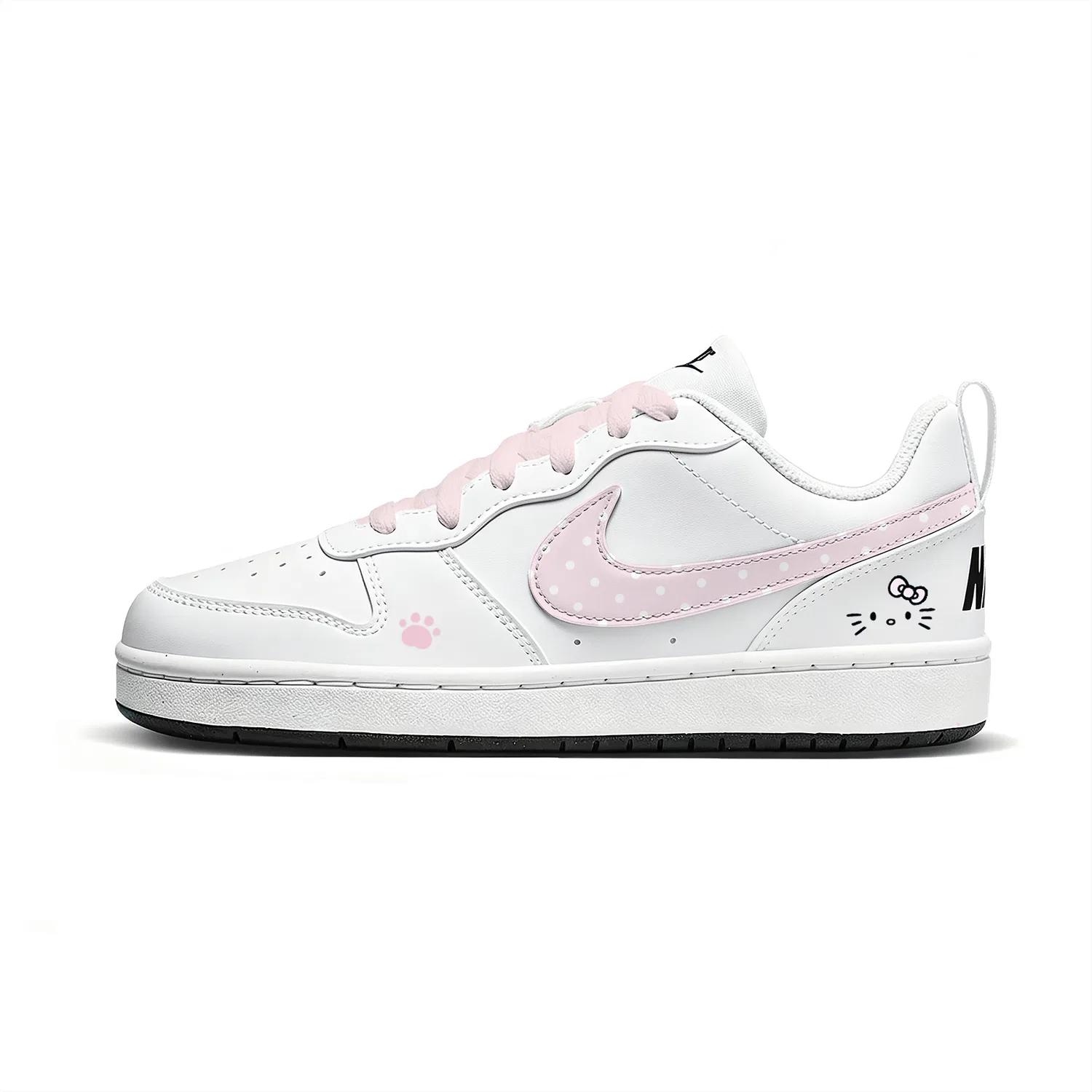 Детские кеды для мальчиков и девочек с принтом Nike Court Borough, White Pink — фото 3