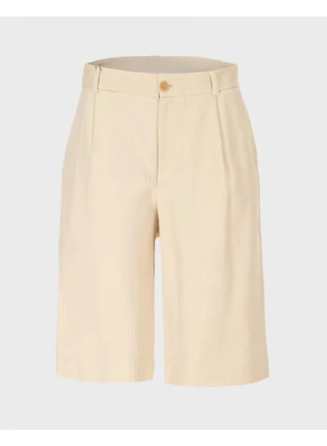 Шорты-бермуды хлопковые с вафельной вязкой Zara, светлый хаки