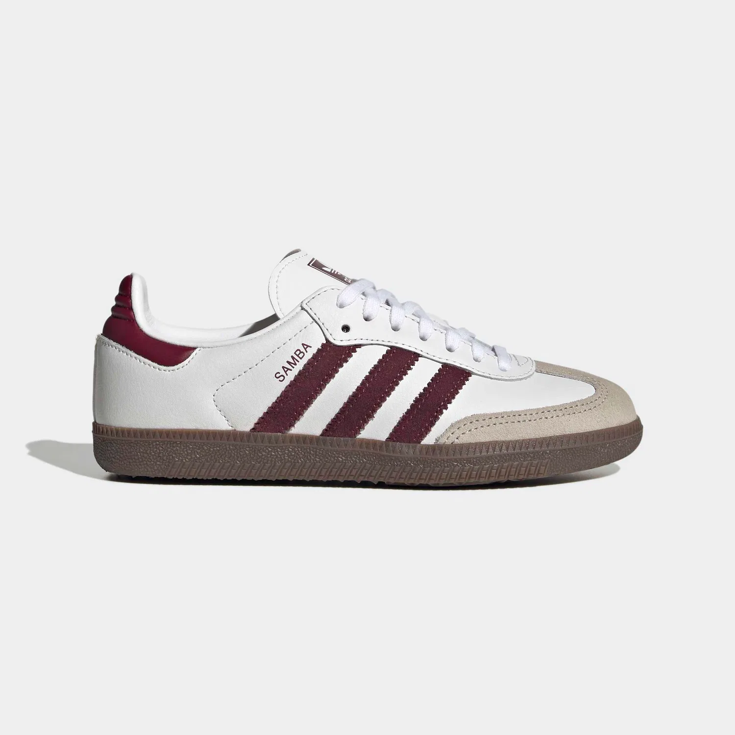 Детские кожаные кроссовки с тремя полосками Adidas Originals, Cloud White/Maroon — фото 2