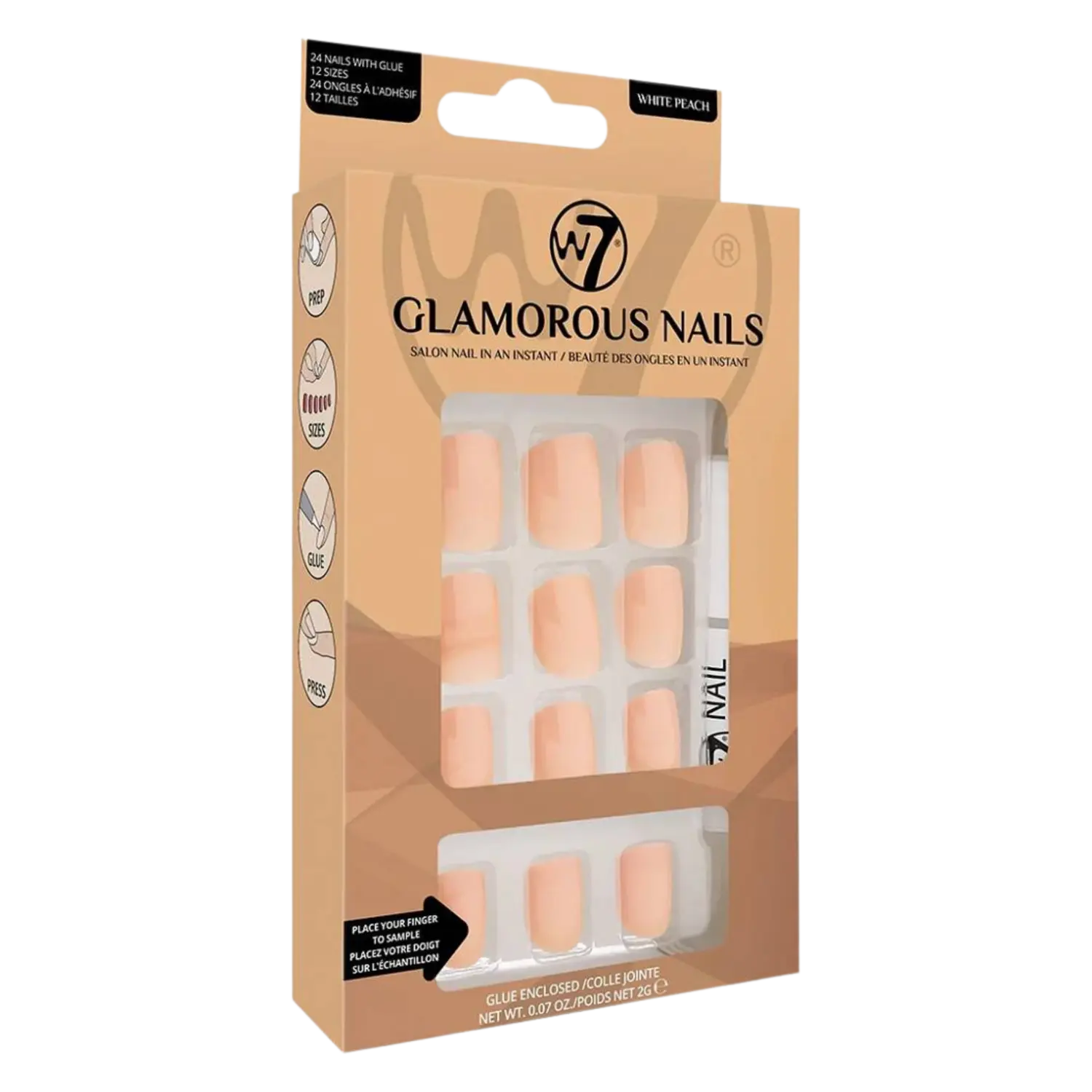 

W7 Glamorous Nails накладные ногти White Peach, 24 шт/уп
