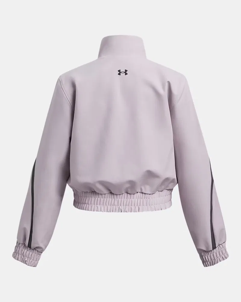 Куртка укороченная для девочек водоотталкивающая тянущаяся Unstoppable UnderArmour, Gray Dawn/Gray Matter/Black — фото 3