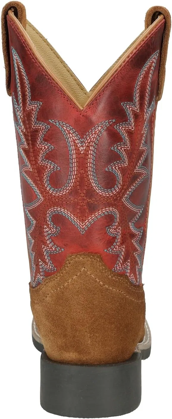 Детские ботинки для мальчиков с квадратным носком из кожи Briscoe Smoky Mountain Boots, Tan/Red Crackle — фото 3