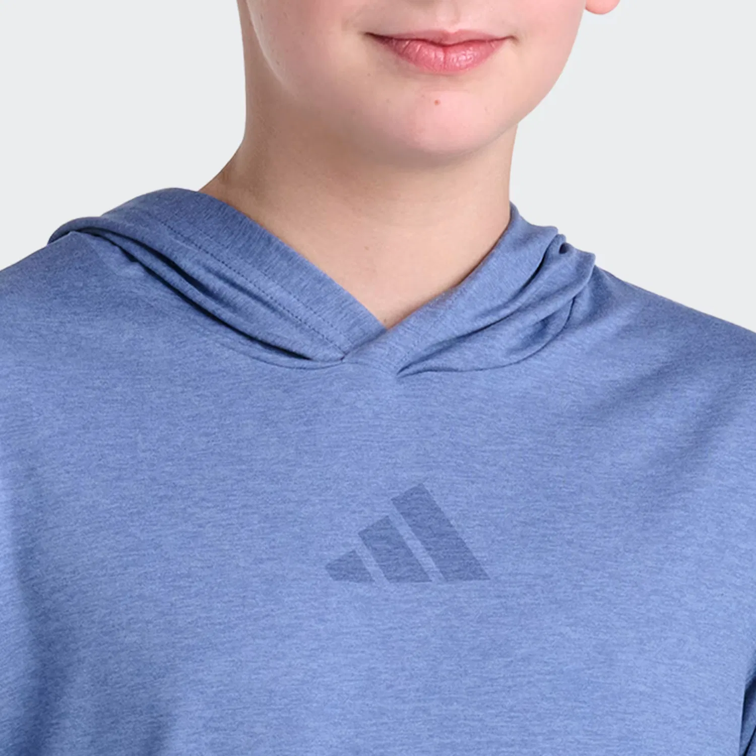 Детский пуловер с капюшоном и длинным рукавом All Sport Poly Pullover Mélange Adidas Performance, темно-синий — фото 3