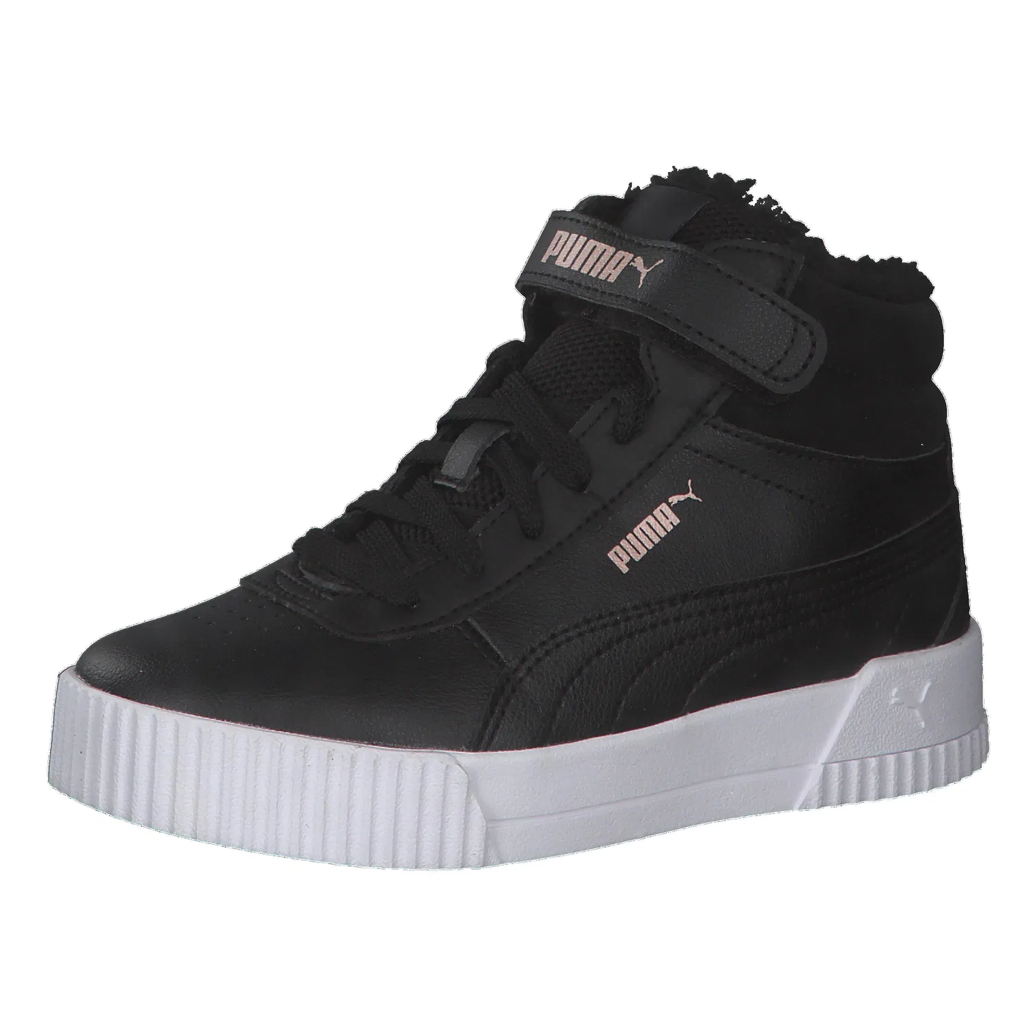 Детские кроссовки с высоким берцем Carina Mid FUR PS Puma, Schwarz Gold