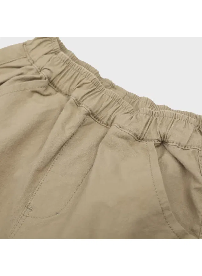 Брюки на резинке прямые хлопковые Zara, хаки — фото 4