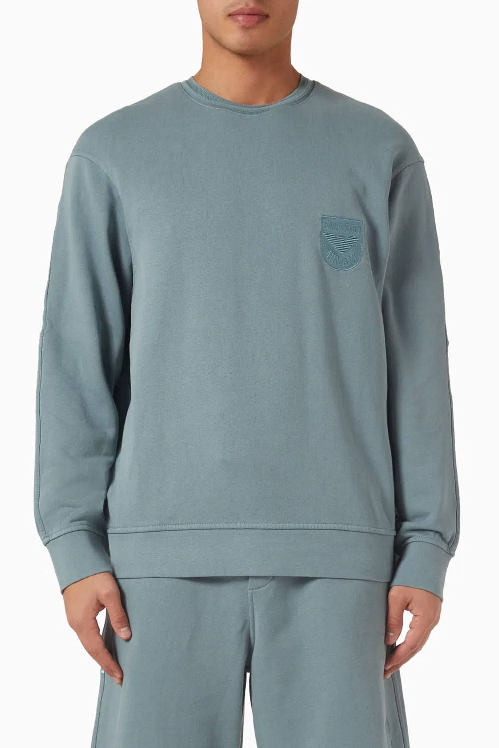 Свитшот с вышивкой Sheild Emporio Armani, синий