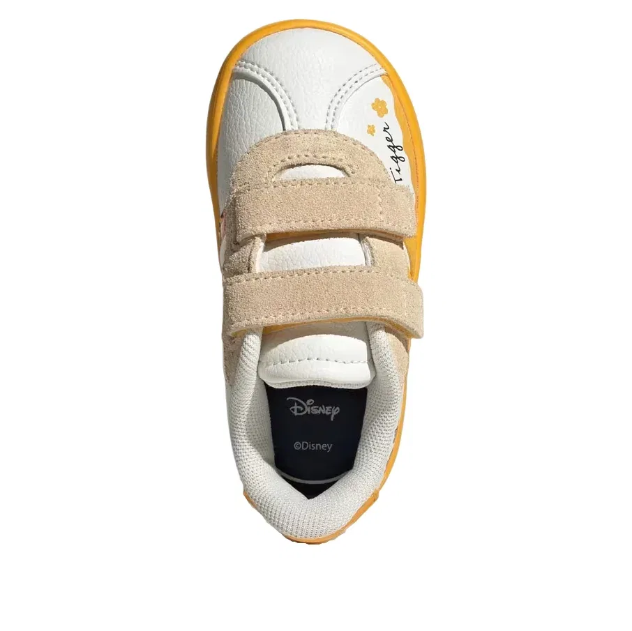 Детские кроссовки с липучкой VL Court Off White Crew Yellow Core Black Adidas, белый — фото 3