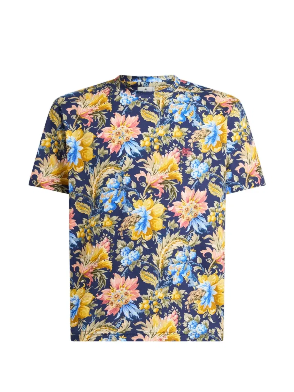 Футболка из хлопкового джерси с цветочным мивом Etro, синий