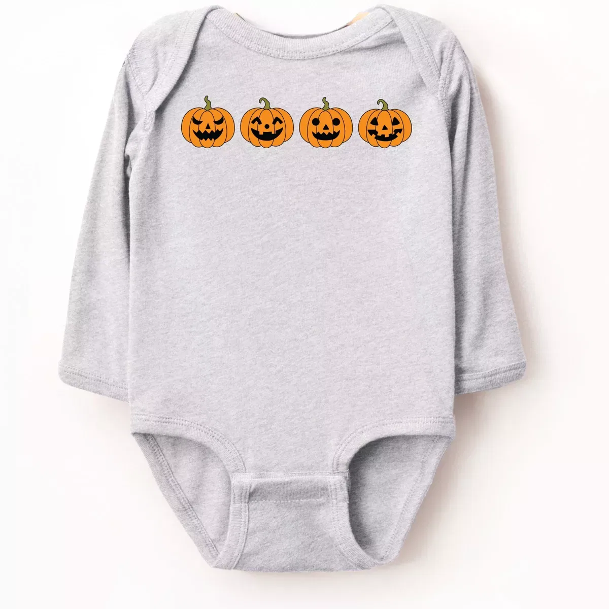 Детское боди с длинным рукавом Four Pumpkins The Juniper Shop, Heather Grey — фото 2