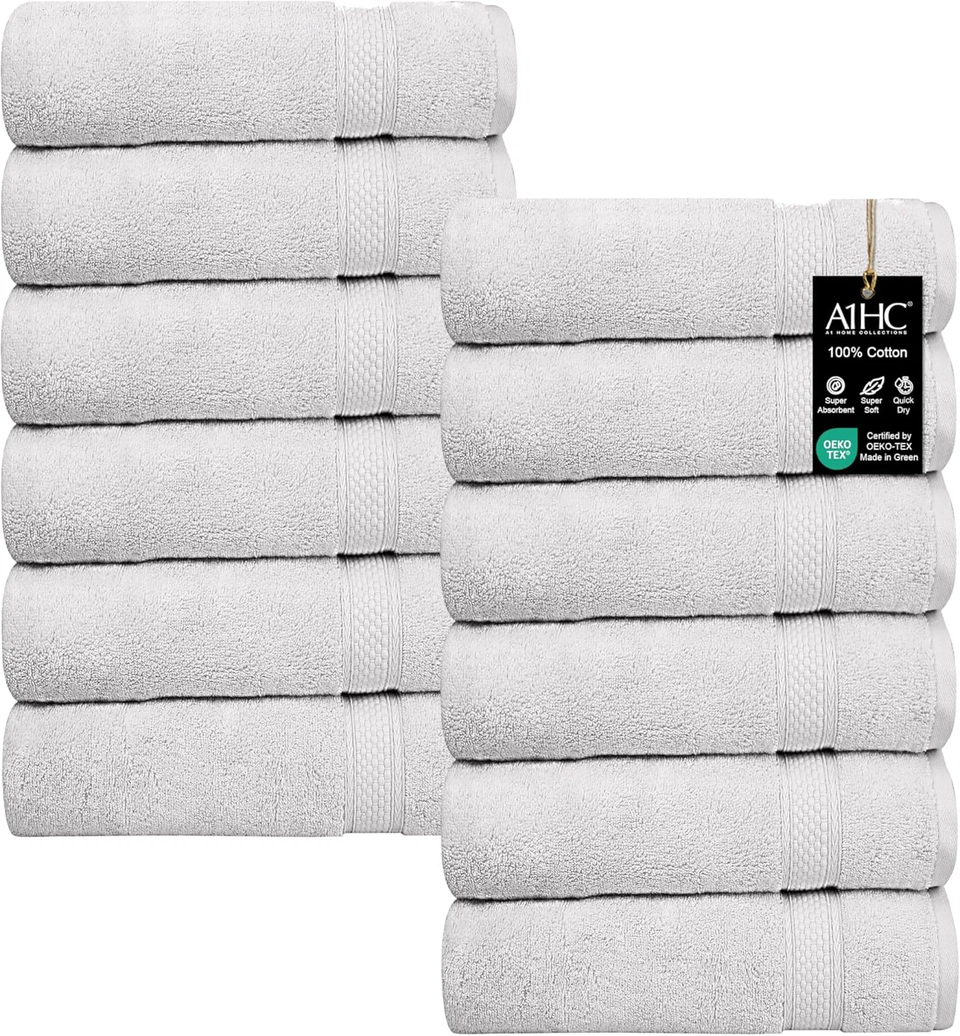 Махровая салфетка A1 HOME COLLECTIONS, набор 12 шт, 33x33 см, 500 г/м², Bright White