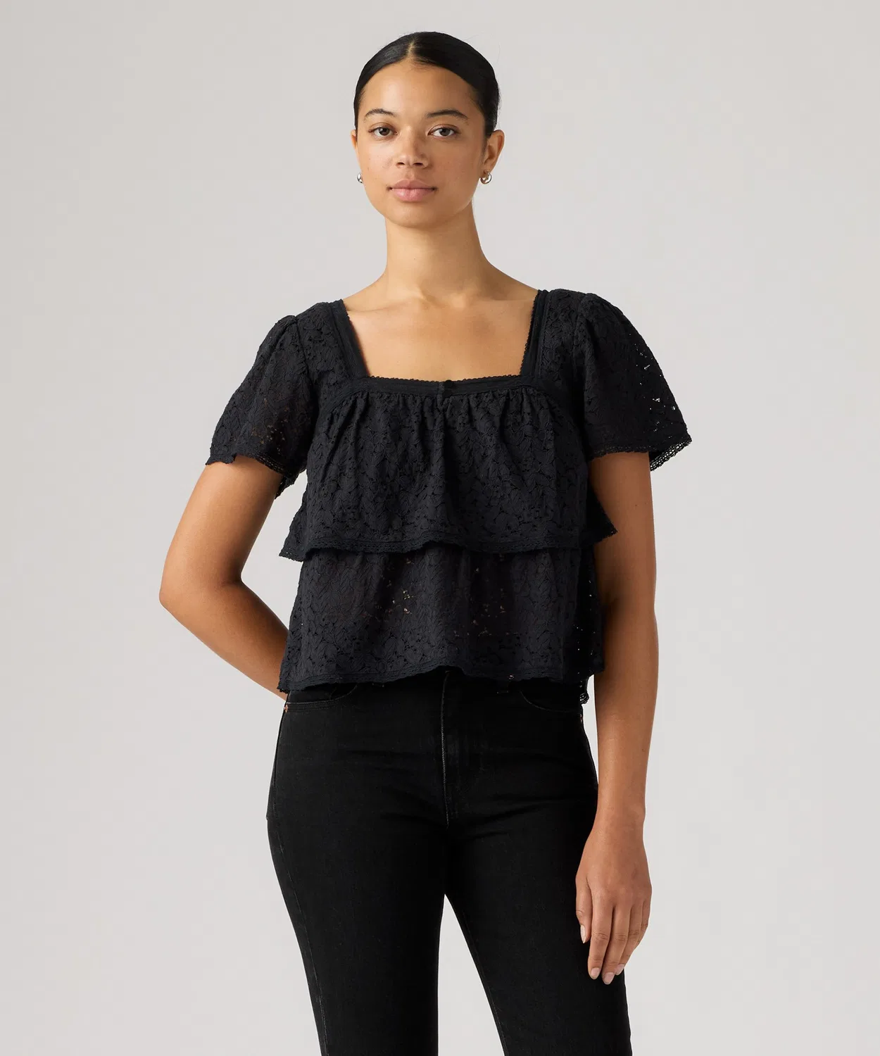 Женская блузка с кружевом и коротким рукавом Levi's, Black