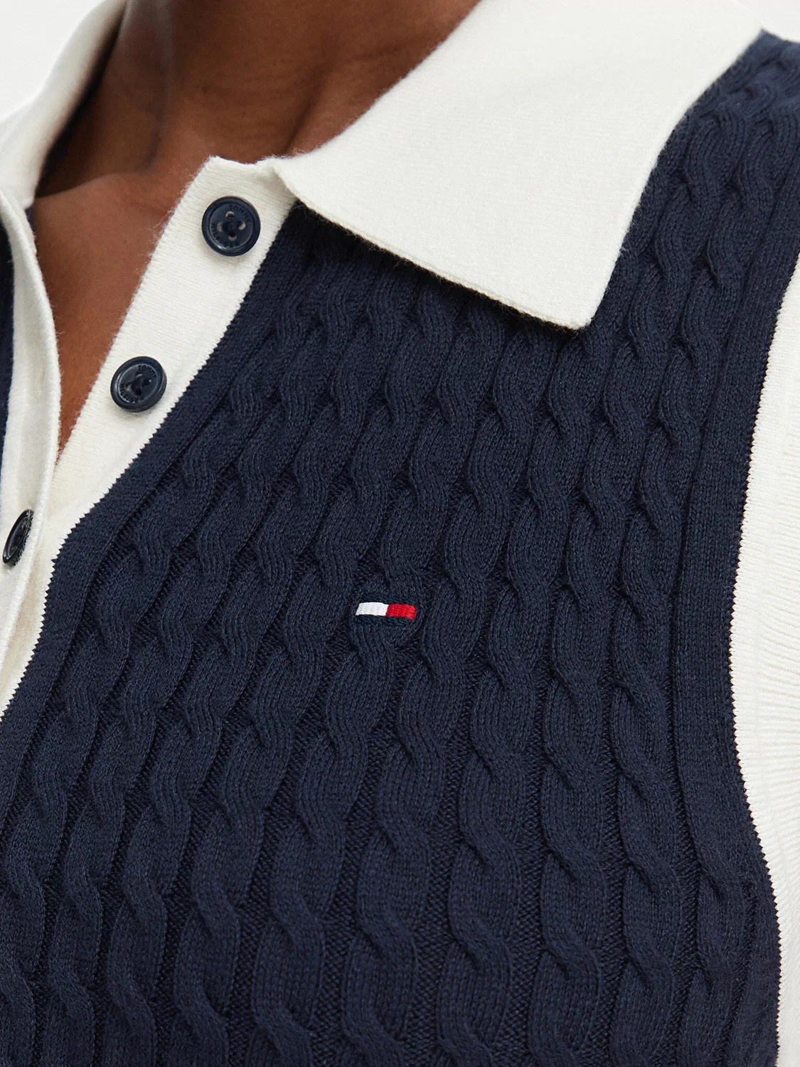 Женский пуловер стандартного кроя Fine Gg Cable Tommy Hilfiger, темно-синий — фото 4