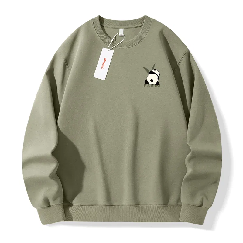 Детский свитшот с флисовой подкладкой Foodie Panda Chest Logo MINISO, Light Beige — фото 3