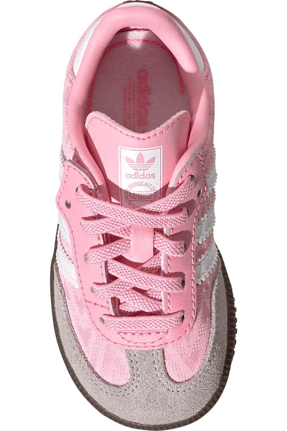 Детские кроссовки на липучке Samba OG adidas, Light Pink/White/Gum — фото 4