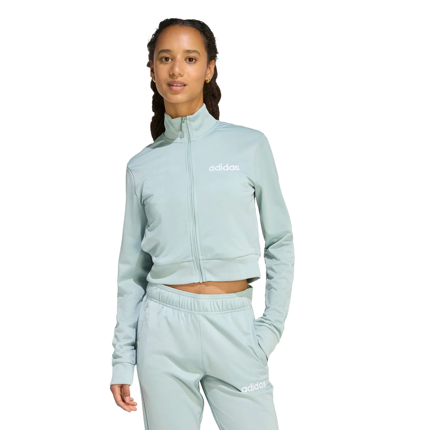 Женский спортивный костюм облегающий Adidas, зеленый — фото 2