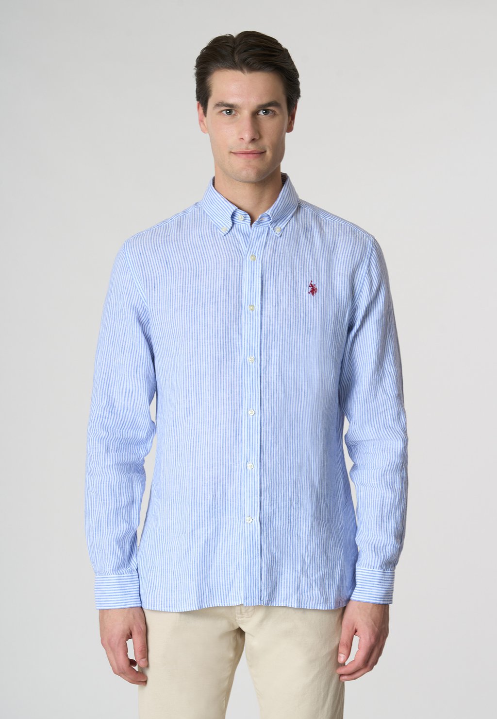 

Рубашка CHAMBRAY A RIGHE CON LOGO U.S. Polo Assn., синий