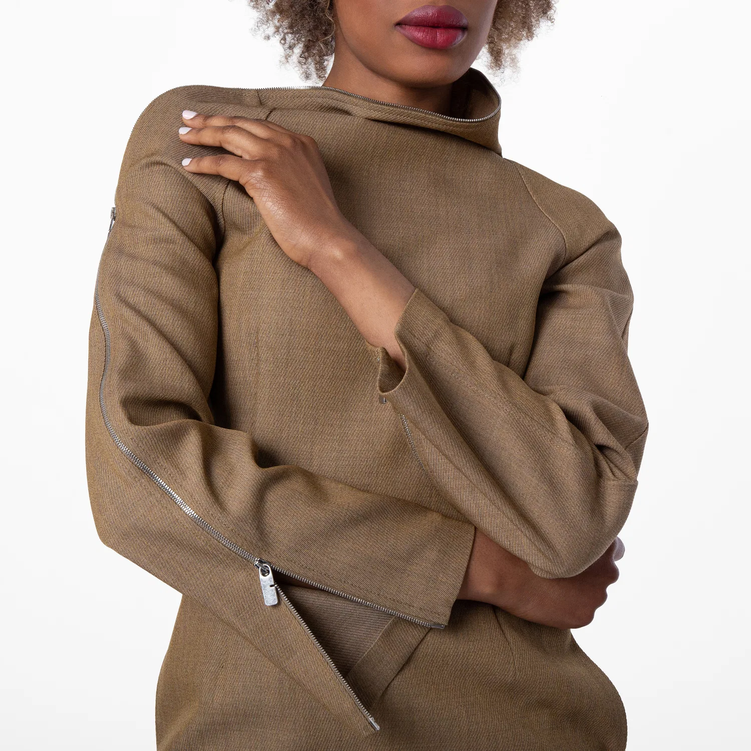 Платье мини из шерсти Tailored Wool Zipped Mini Dress Burberry, Beige/Honey — фото 2