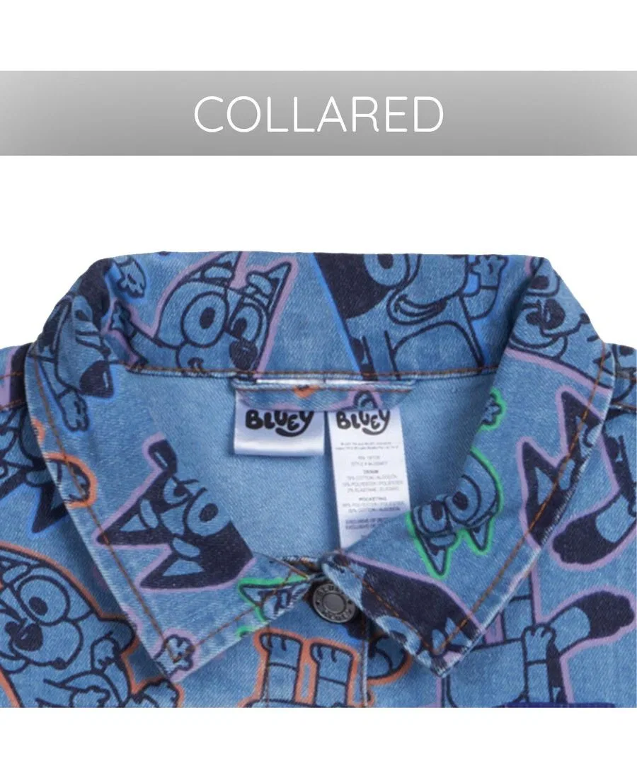 Джинсовая куртка с принтом Bluey Bluey Bluey Acid Wash Blue — фото 3