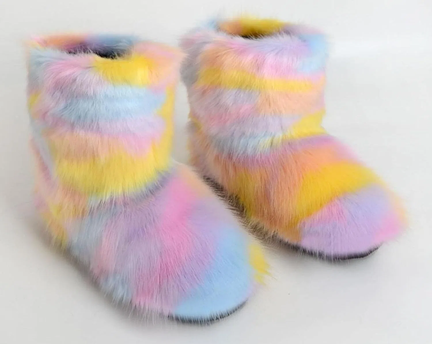 Детские зимние сапоги для девочек с искусственным мехом Urmycos, Yellow Purple Blue — фото 2