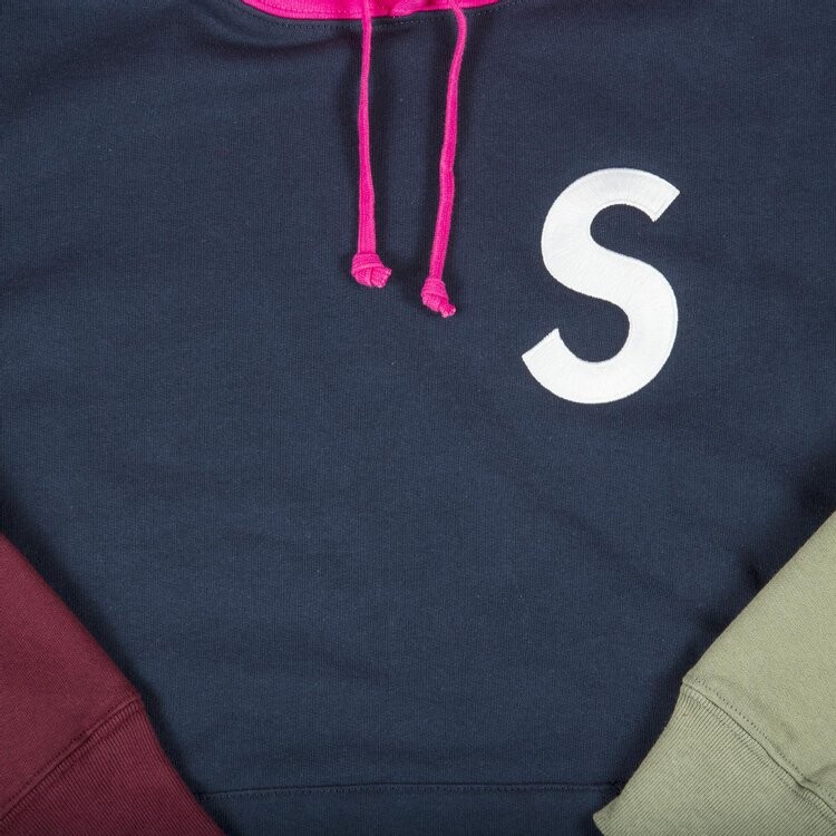 Толстовка Supreme S Logo Colorblocked Hooded Sweatshirt 'Navy', синий — фото 3