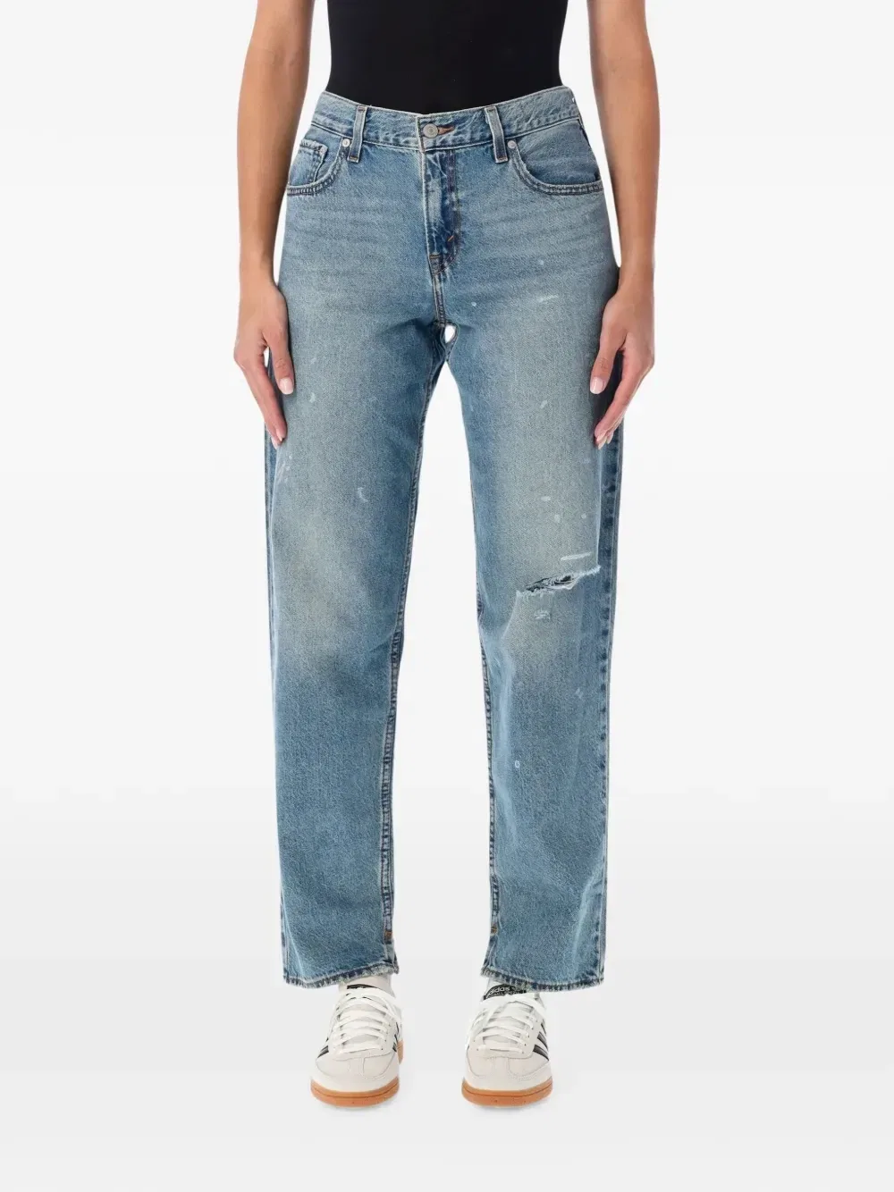 Джинсы с эффектом потертости и ремешком сзади Levi's, синий