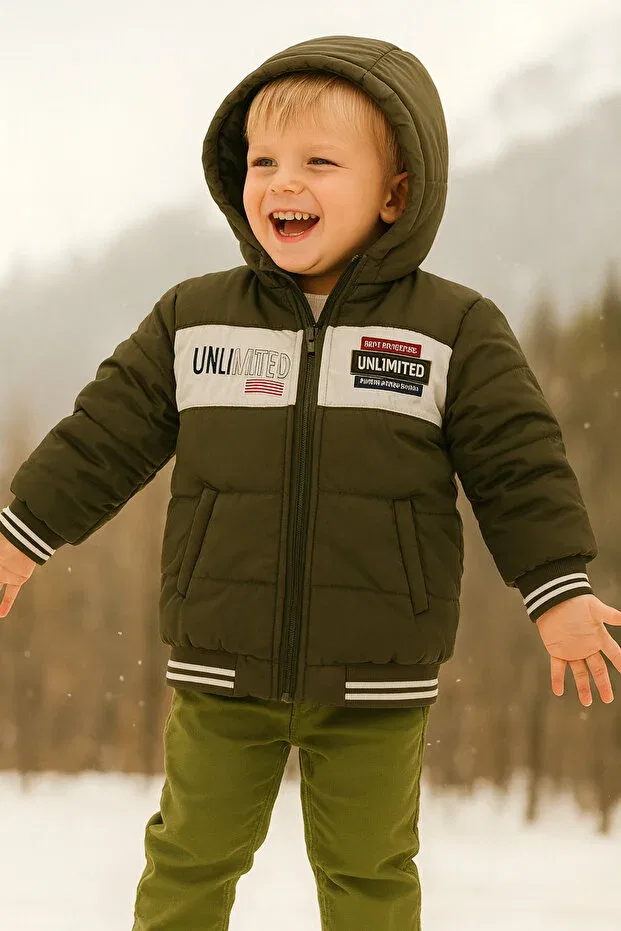 Детское пальто для девочек с принтом Esila Kids, Khaki