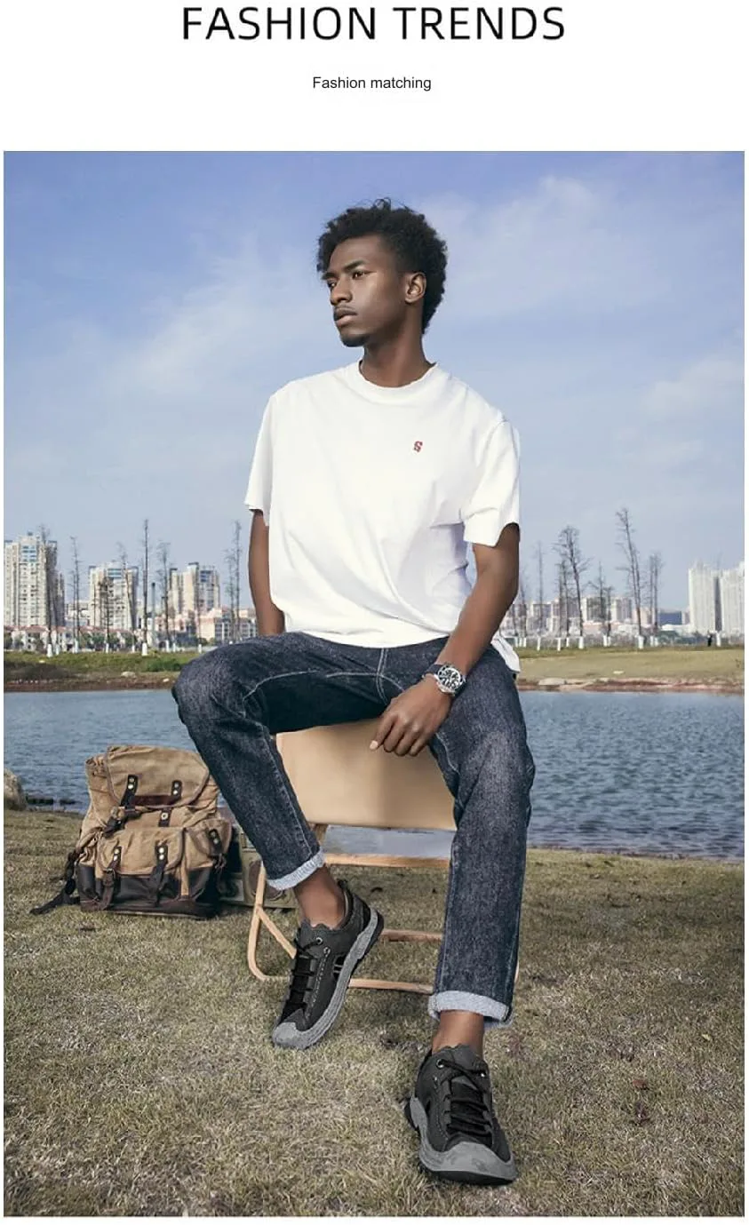 

Мужские кожаные лоферы с сеткой и шнуровкой, летние, с амортизирующей мягкой подошвой, дышащие, легкие, повседневные обувь низкого кроя для прогулок, походов, кемпинга и вождения XOEKD, темно-коричневый