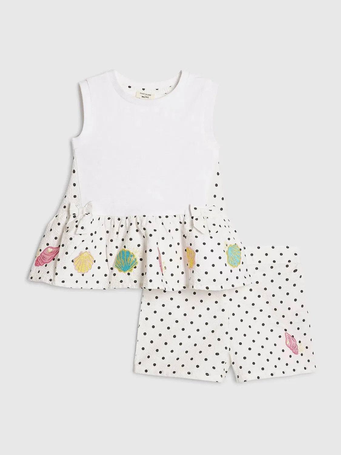 Комплект из топа и шорт с горошком River Island, белый