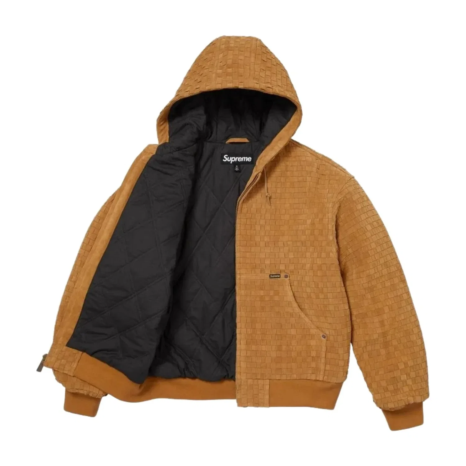Мужская куртка FW26 Woven Suede Hooded Work Jacket 'Mustard' Supreme, Mustard — фото 2