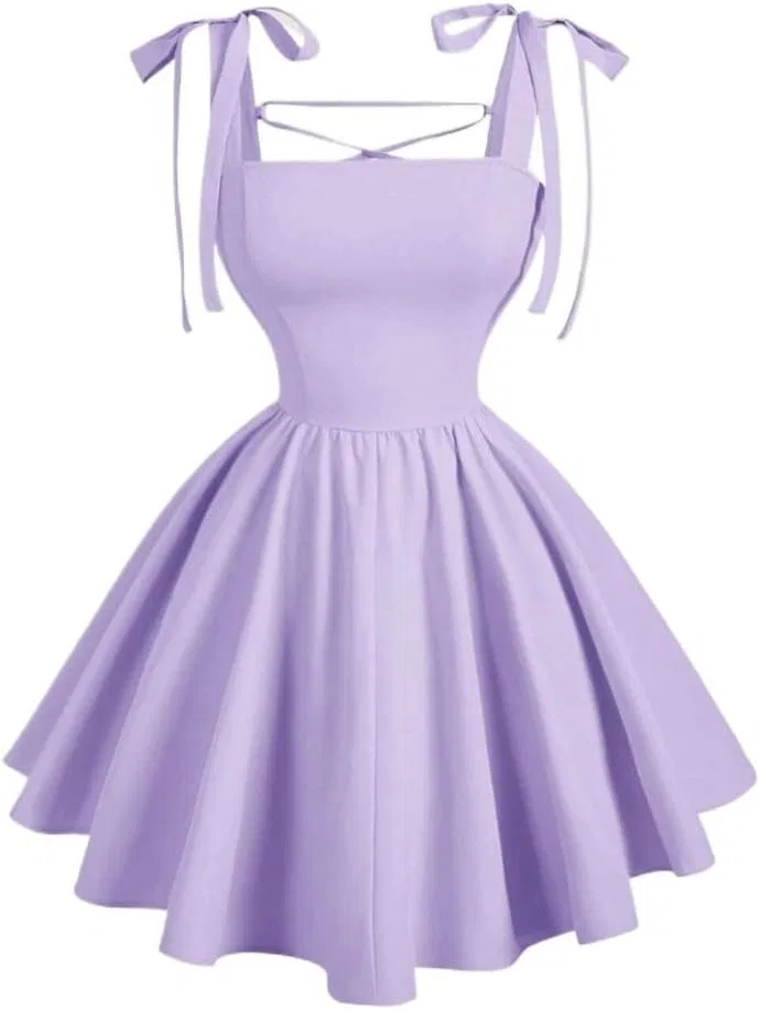 Женское повседневное платье-ками с узлом на спине Lilac Purple
