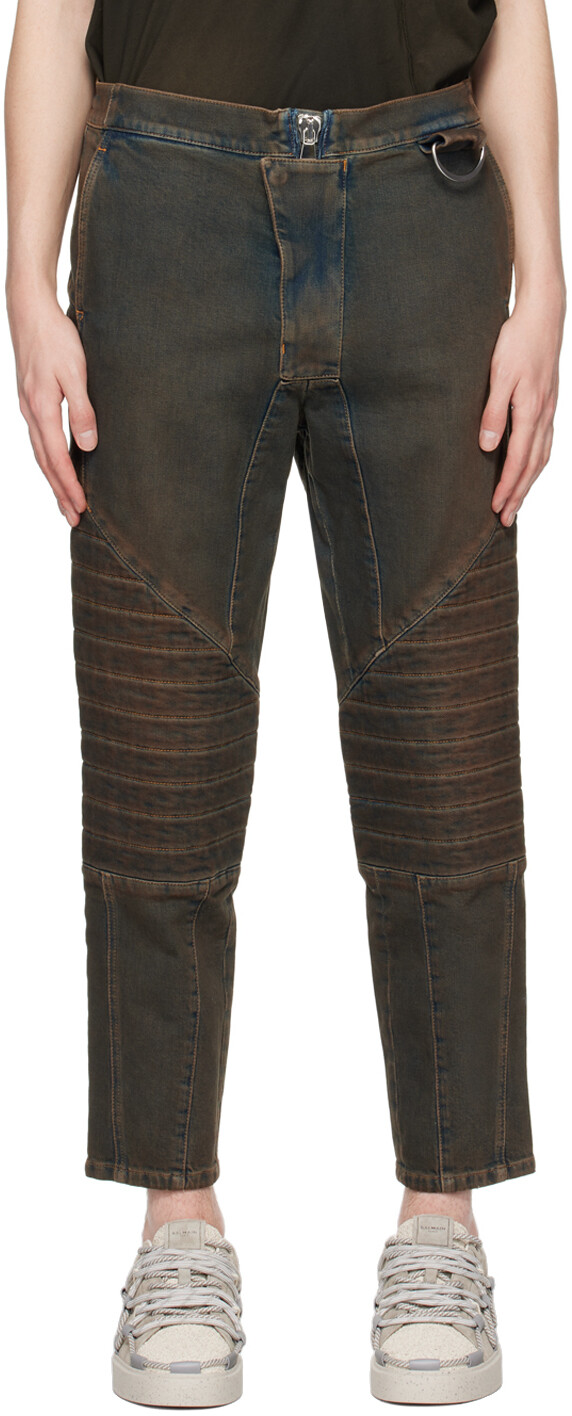 

Синие джинсы в рубчик Balmain
