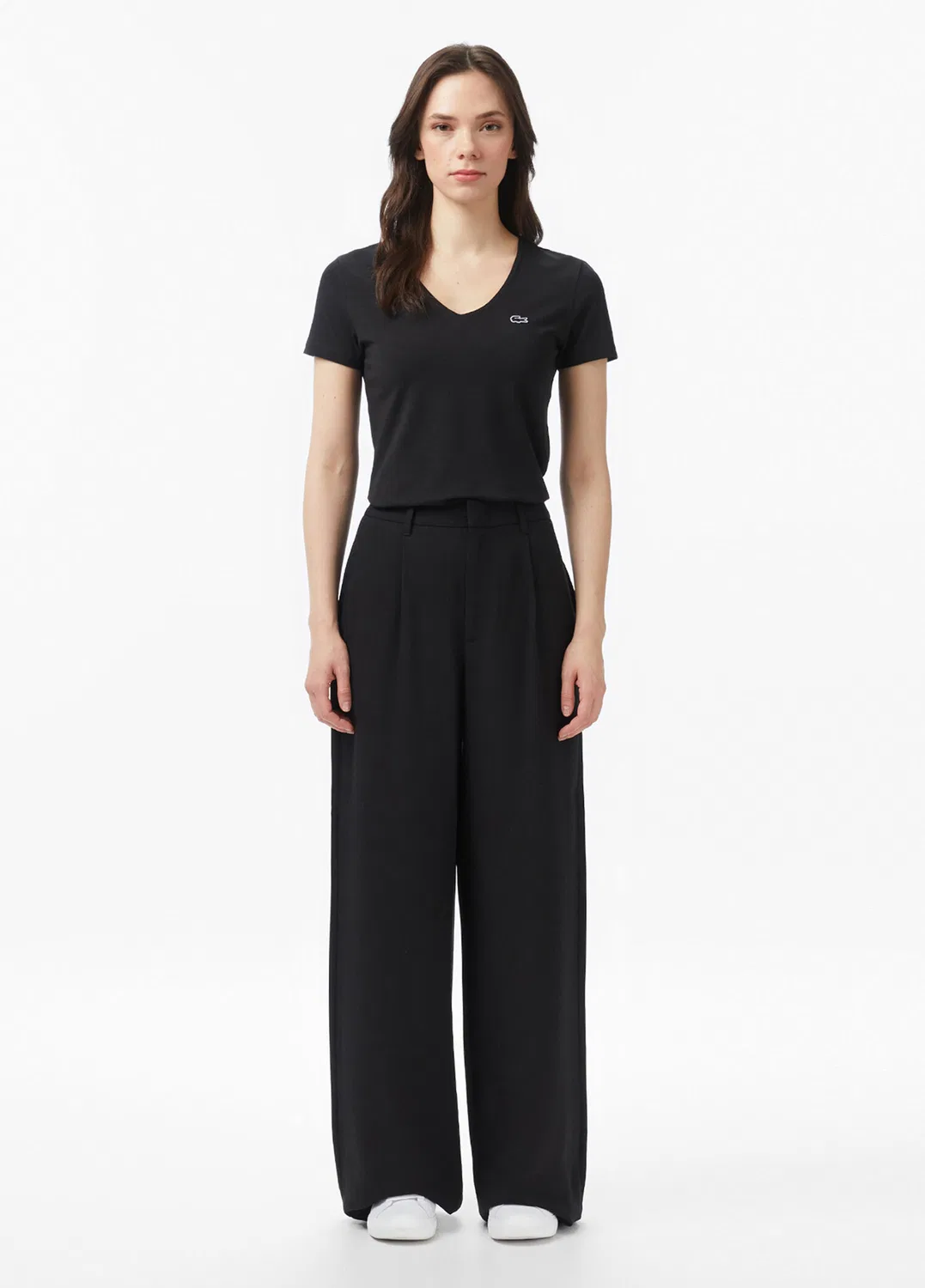Футболка Lacoste V-образным вырезом Slim Fit, черная — фото 4