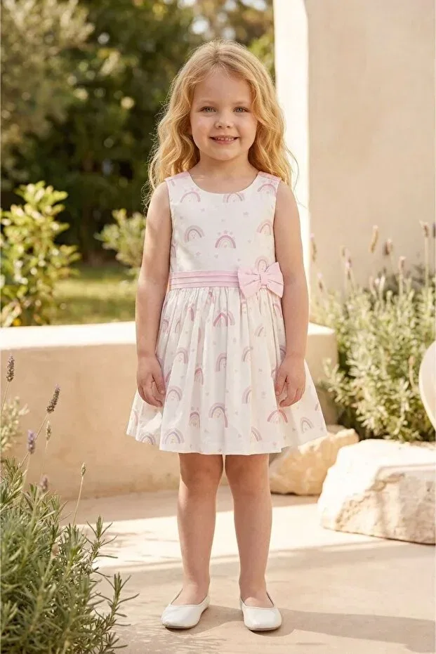 Детское платье для девочек с принтом Rainbow Printed Dress Minycenter, Pink