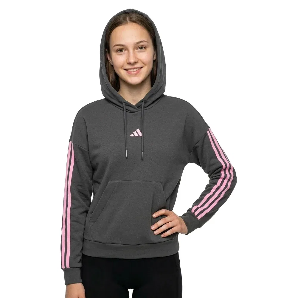 Худи с флисом Adidas Essentials 3 Stripes Adidas, серый — фото 2