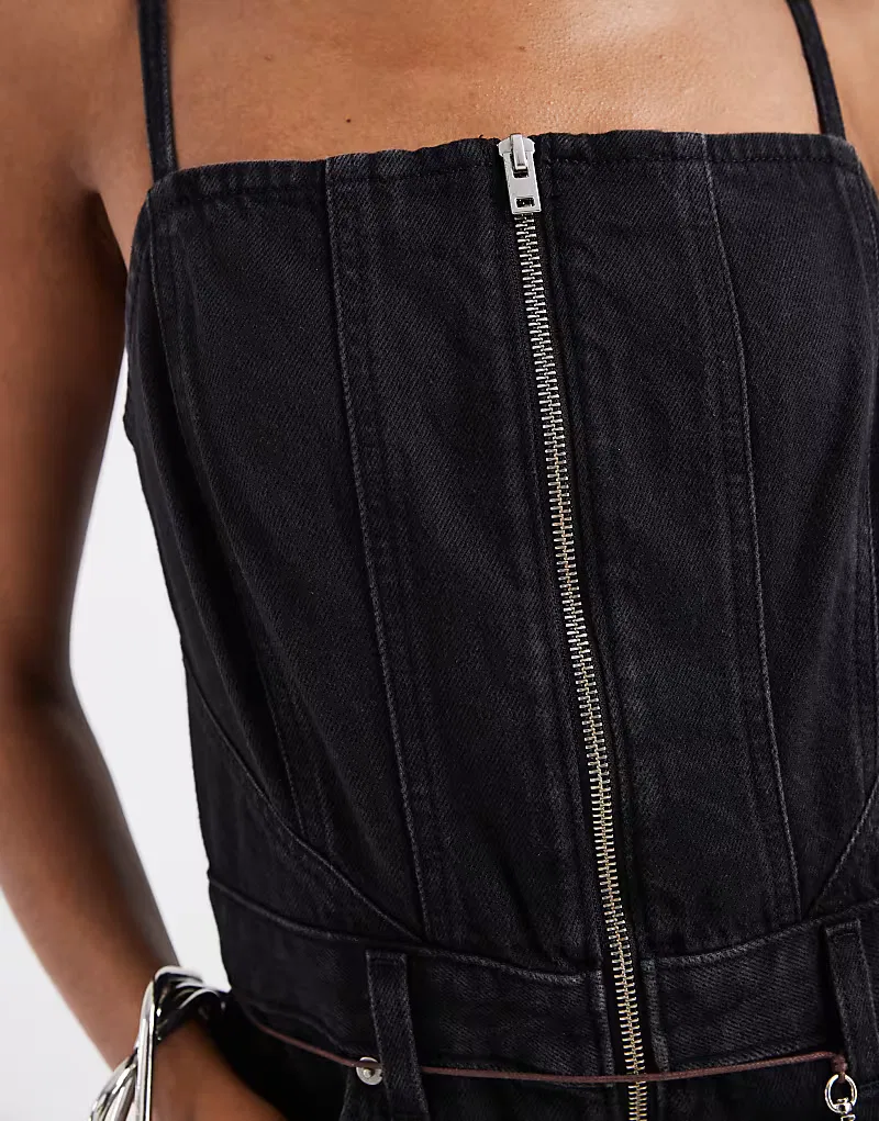 Комбинезон Levi's из джинсовой ткани с прошитым швом и застежкой-молнией, темно-синий — фото 3