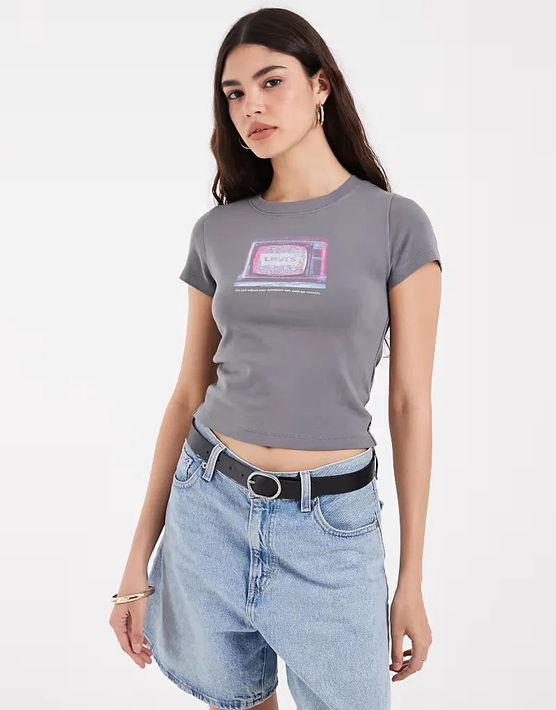 Футболка baby с графическим принтом Levi's, серый