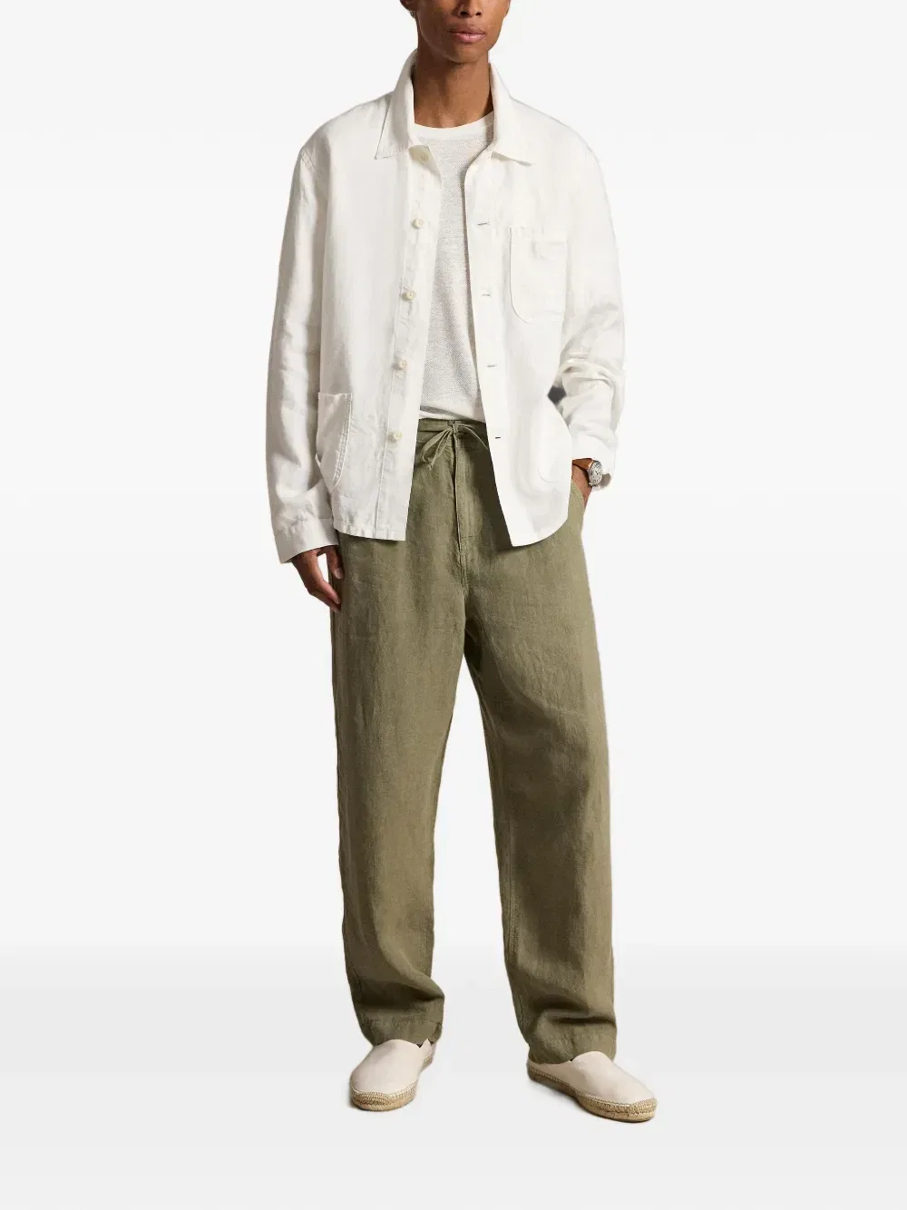 Льняная куртка-утилити Polo Ralph Lauren, бежевый — фото 2