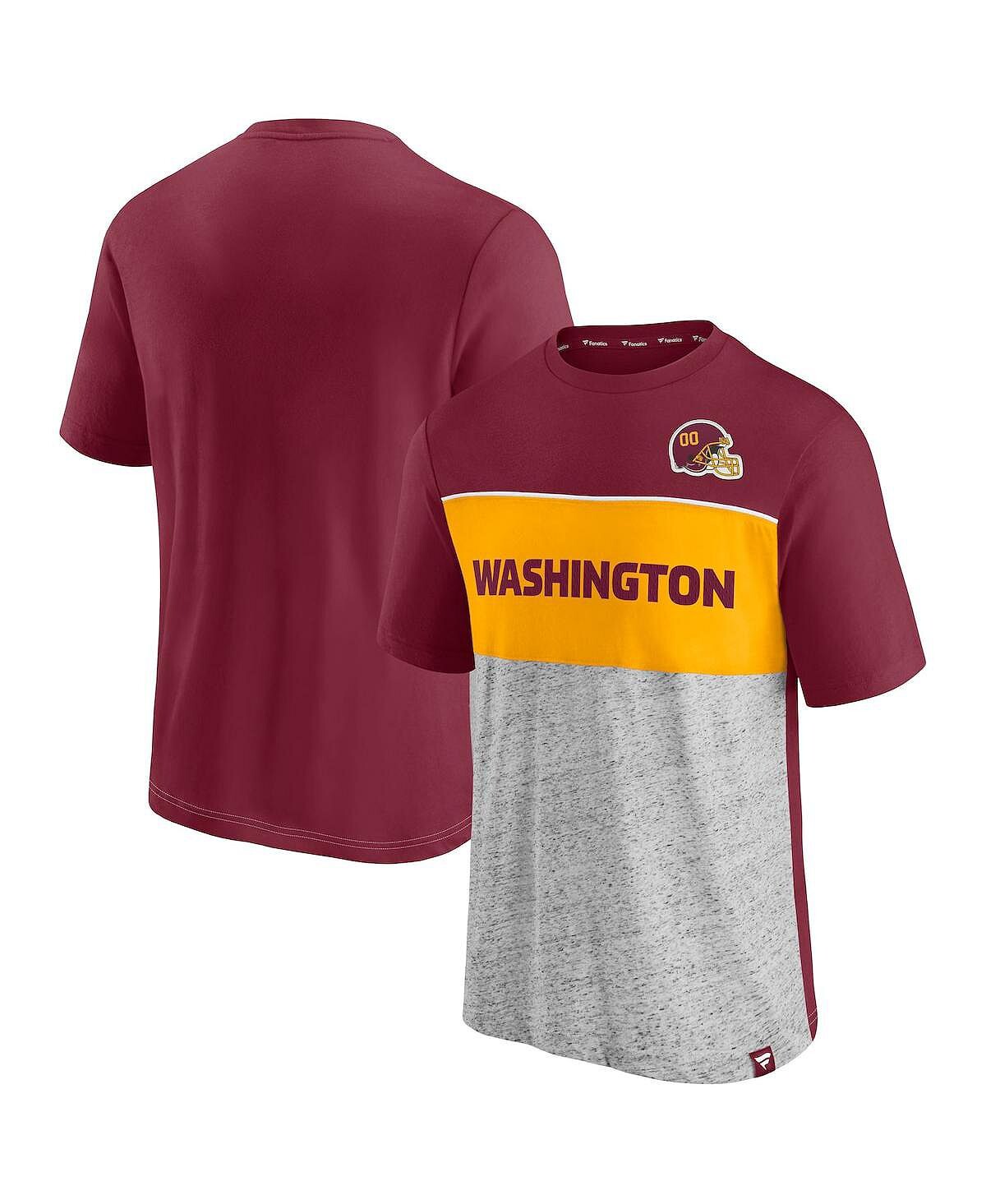 

Мужская фирменная бордовая, серая футболка с цветными блоками washington football team Fanatics, мульти